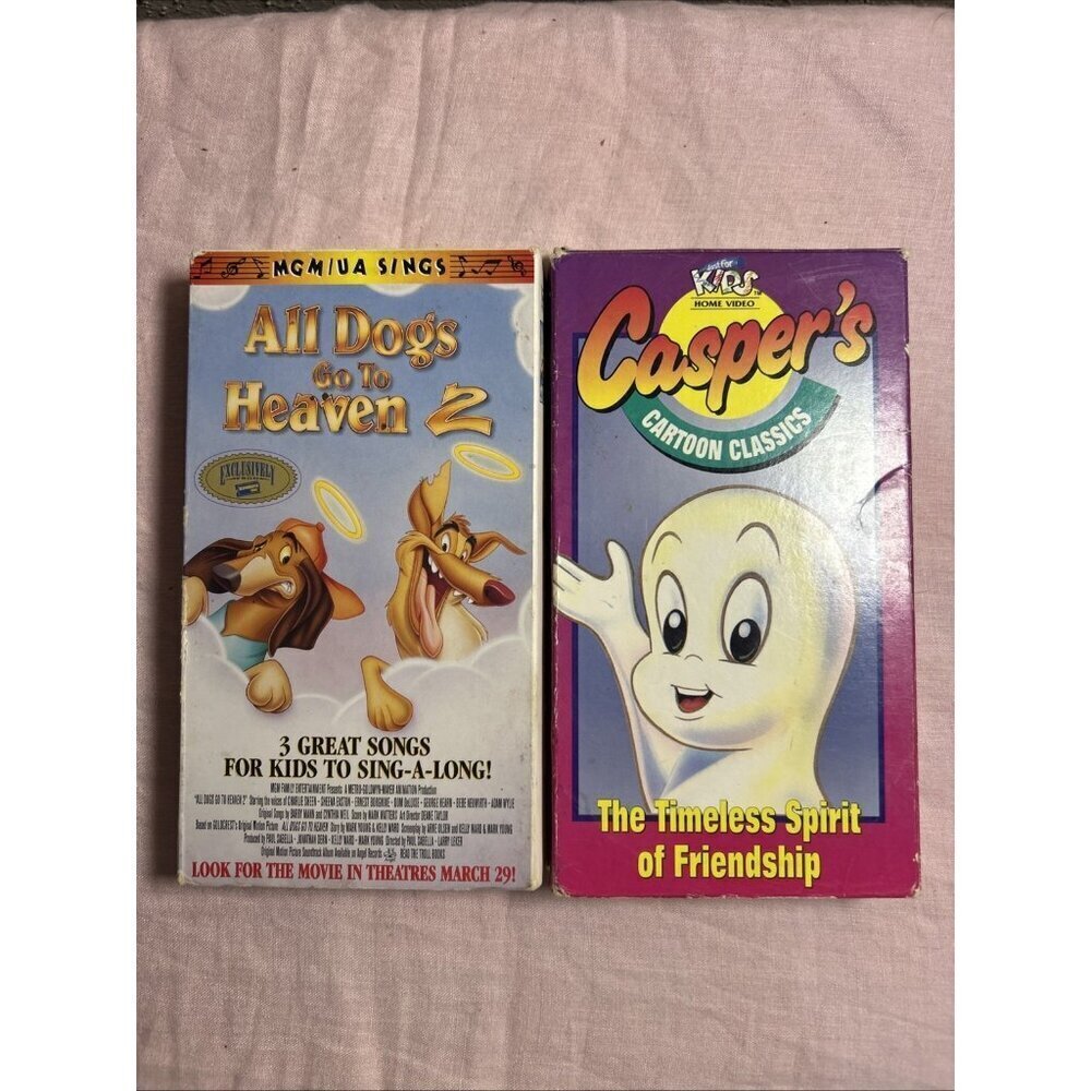 Lot Of 2 Casper's Cartoon Classics & All Dogs Go To Heaven SingALong VHS Tape